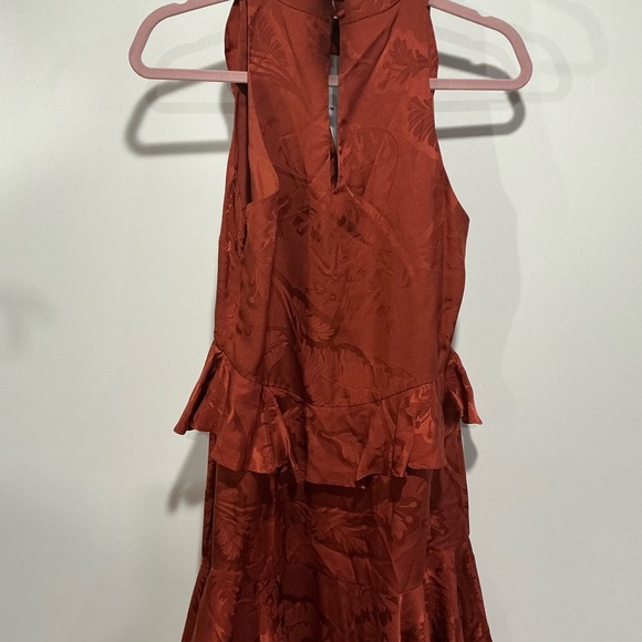 AFRM Rust Ruffle Silk Mini Dress - Picture 5 of 10